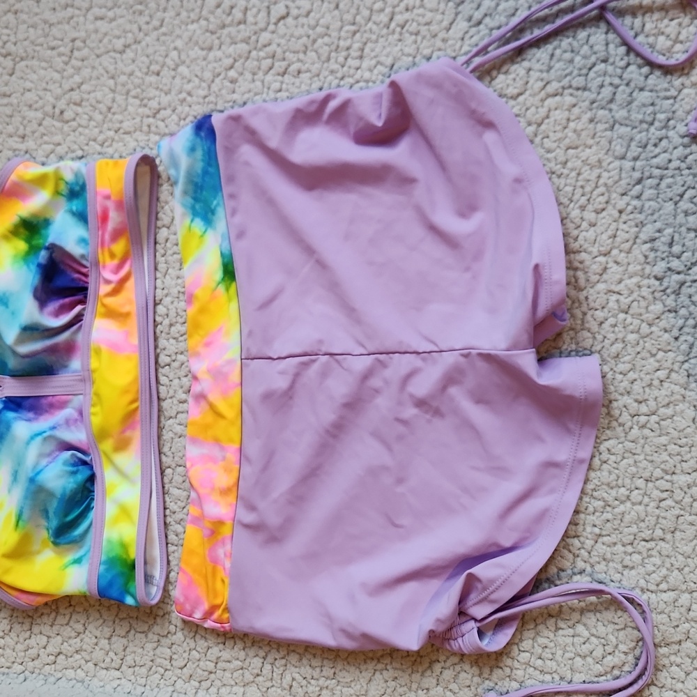 Modlily Vibrant Multicolor, Colorful Tie-Dye Summer Beach Three Piece Bikini Set - Picture 9 of 12